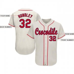 Custom Cream Red-Navy Baseball Jersey - image 3