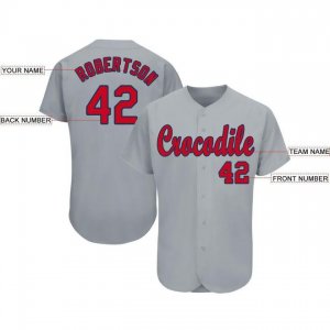 Custom Gray Red-Navy Baseball Jersey - image 3