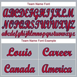 Custom Gray Red-Navy Baseball Jersey - image 5