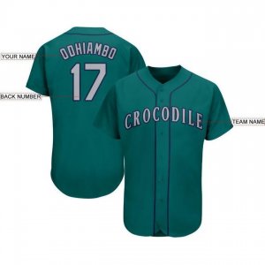 Custom Aqua Gray-Navy Baseball Jersey - image 3