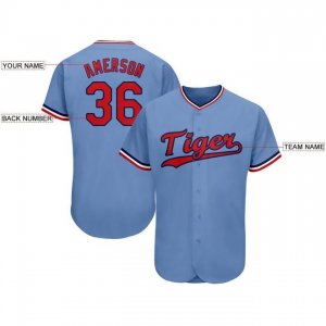 Custom Light Blue Red-Navy Baseball Jersey - image 3