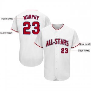 Custom White Red-Navy Baseball Jersey - image 3
