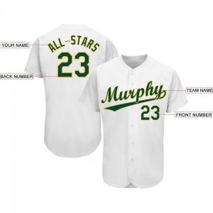 Custom White Green-Gold Baseball Jersey - image 3