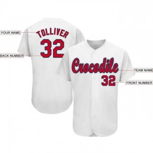 Custom White Red-Navy Baseball Jersey - image 3