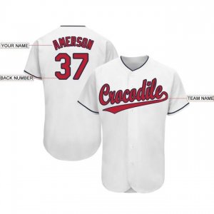 Custom White Red-Navy Baseball Jersey - image 3
