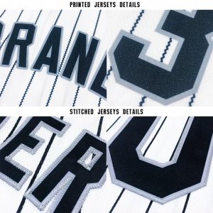 Custom White Royal Strip Royal-Orange Baseball Jersey