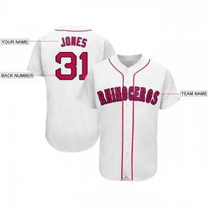 Custom White Red-Navy Baseball Jersey - image 3