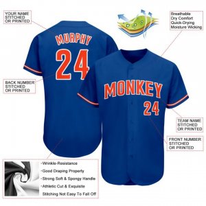 Custom Royal Orange-White Authentic Baseball Jersey - image 3