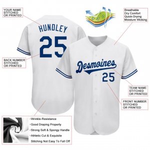 Custom White Royal Authentic Baseball Jersey - image 3