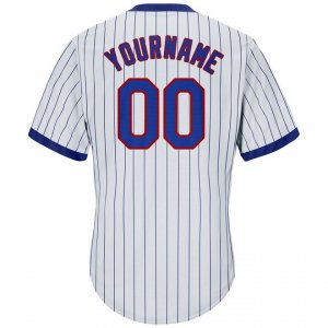 Custom White Royal Strip Royal-Red Authentic Throwback Rib-Knit Baseball Jersey Shirt - image 3