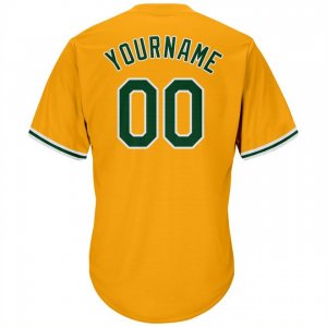 Custom Gold Green-White Authentic Throwback Rib-Knit Baseball Jersey Shirt - image 3