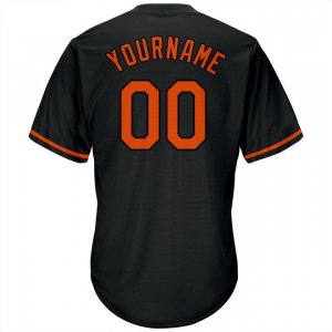 Custom Black Orange-Black Authentic Throwback Rib-Knit Baseball Jersey Shirt - image 3