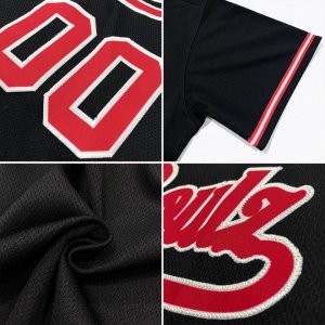 Custom Black Orange-Black Authentic Throwback Rib-Knit Baseball Jersey Shirt - image 7