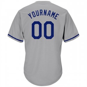 Custom Gray Royal-Red Authentic Throwback Rib-Knit Baseball Jersey Shirt - image 3