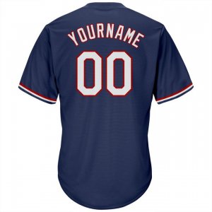 Custom Navy White-Red Authentic Throwback Rib-Knit Baseball Jersey Shirt - image 3