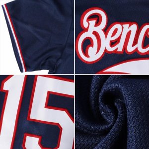 Custom Navy White-Red Authentic Throwback Rib-Knit Baseball Jersey Shirt - image 7