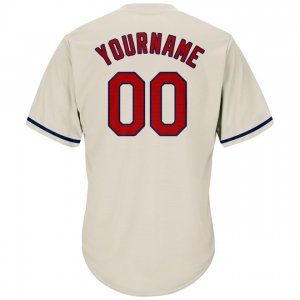 Custom Cream Red-Navy Authentic Throwback Rib-Knit Baseball Jersey Shirt - image 3