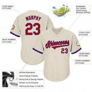 Custom Cream Red-Royal Authentic Throwback Rib-Knit Baseball Jersey Shirt - image 4