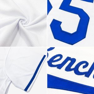 Custom White Royal-Red Authentic Throwback Rib-Knit Baseball Jersey Shirt - image 7