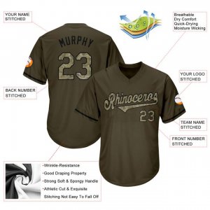 Custom Olive Camo-Black Authentic Salute To Service Throwback Rib-Knit Baseball Jersey Shirt - image 4