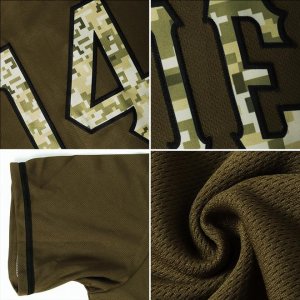 Custom Olive Camo-Black Authentic Salute To Service Throwback Rib-Knit Baseball Jersey Shirt - image 7