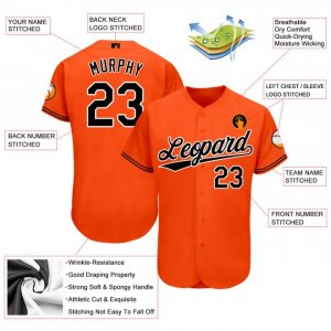 Custom Orange Black-White Baseball Jersey - image 3