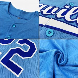 Custom Light Blue White-Royal Authentic Baseball Jersey - image 5
