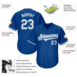 Custom Royal White-Light Blue Authentic Throwback Rib-Knit Baseball Jersey Shirt - image 4