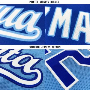 Custom Light Blue White-Red Baseball Jersey - image 5