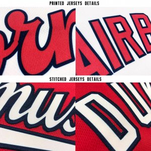 Custom Red White-Navy Baseball Jersey - image 5