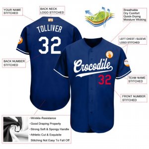 Custom Royal White-Red Baseball Jersey - image 3