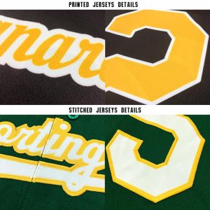 Custom Kelly Green White-Gold Baseball Jersey - image 5