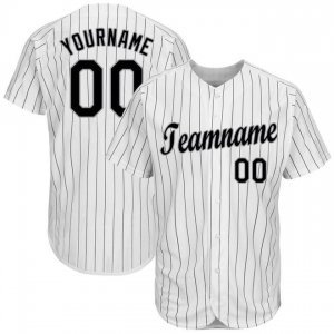 Custom White Black Strip Black-Gray Baseball Jersey