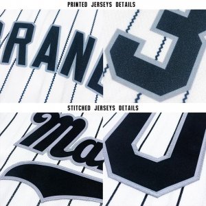 Custom White Black Strip Black-Gray Baseball Jersey - image 5