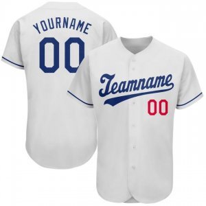 Custom White Royal-Red Authentic Baseball Jersey