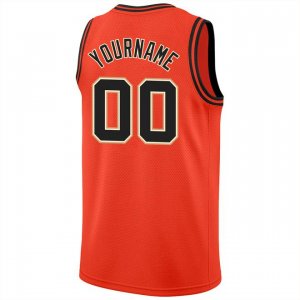 Custom Orange Black-Cream Round Neck Rib-Knit Basketball Jersey - image 3