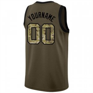 Custom Olive Camo-Black Round Neck Rib-Knit Salute To Service Basketball Jersey - image 3