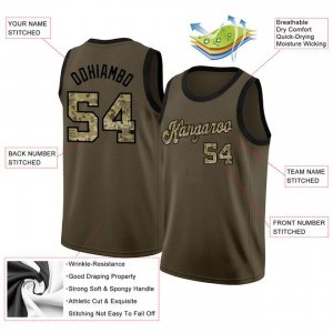 Custom Olive Camo-Black Round Neck Rib-Knit Salute To Service Basketball Jersey - image 4