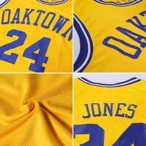 Custom Gold Royal-White Round Neck Rib-Knit Basketball Jersey - image 7