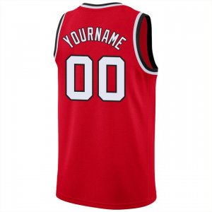 Custom Red White-Black Round Neck Rib-Knit Basketball Jersey - image 3