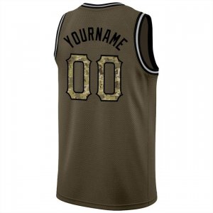 Custom Olive Camo-Black Round Neck Rib-Knit Salute To Service Basketball Jersey - image 3