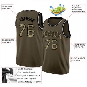 Custom Olive Camo-Black Round Neck Rib-Knit Salute To Service Basketball Jersey - image 4