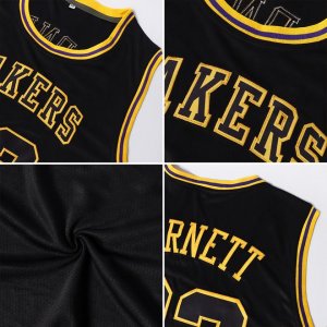 Custom Black Black-Gold Round Neck Rib-Knit Basketball Jersey - image 7