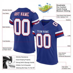 Custom Royal White-Red Mesh Authentic Football Jersey - image 4