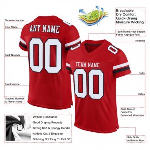 Custom Red White-Black Mesh Authentic Football Jersey - image 4