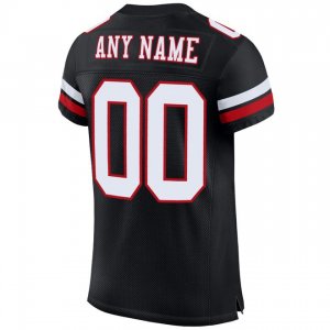 Custom Black White-Red Mesh Authentic Football Jersey - image 3