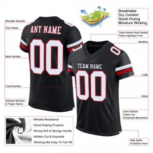 Custom Black White-Red Mesh Authentic Football Jersey - image 4