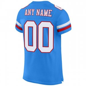 Custom Powder Blue White-Red Mesh Authentic Football Jersey - image 3