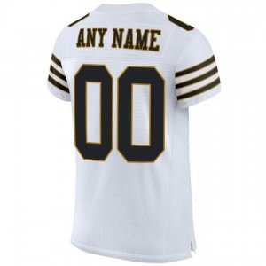 Custom White Black-Old Gold Mesh Authentic Football Jersey - image 3