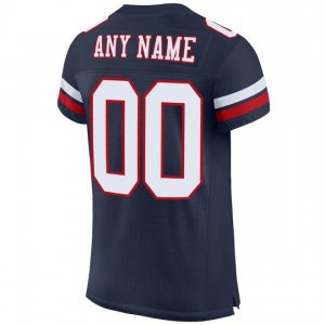 Custom Navy White-Red Mesh Authentic Football Jersey - image 3